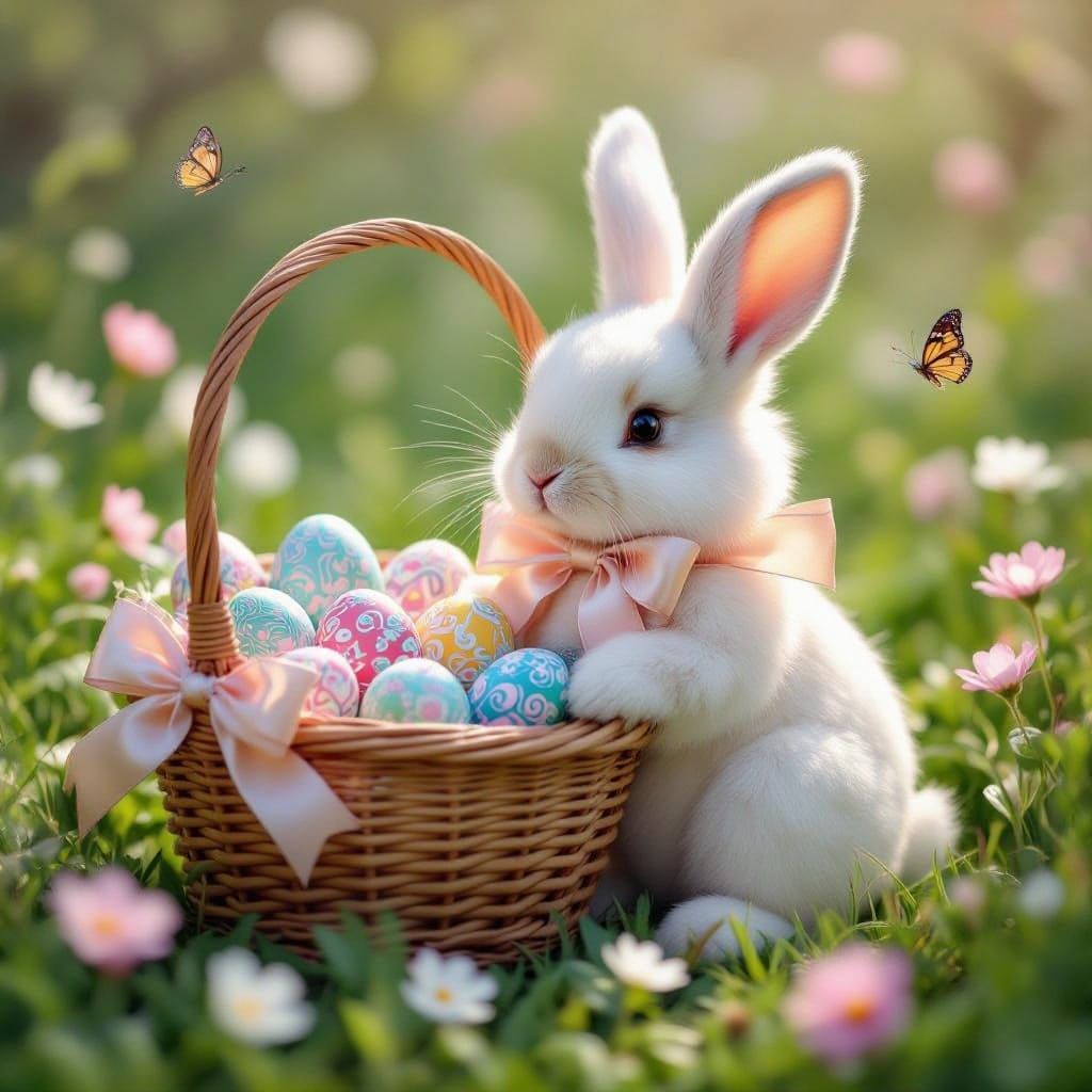 Whimsical Easter Bunny in Pastel Hues