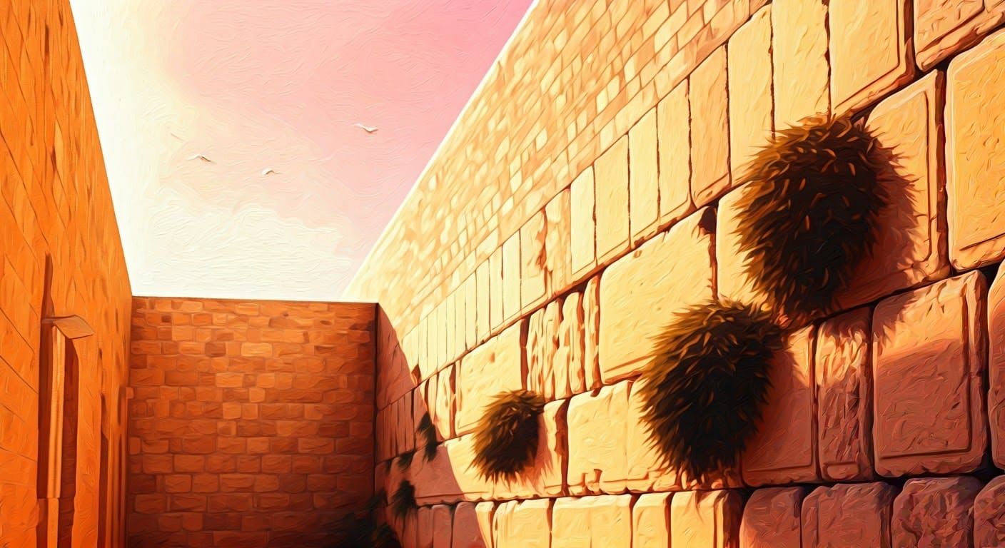 Abstract Western Wall in Peach Hues