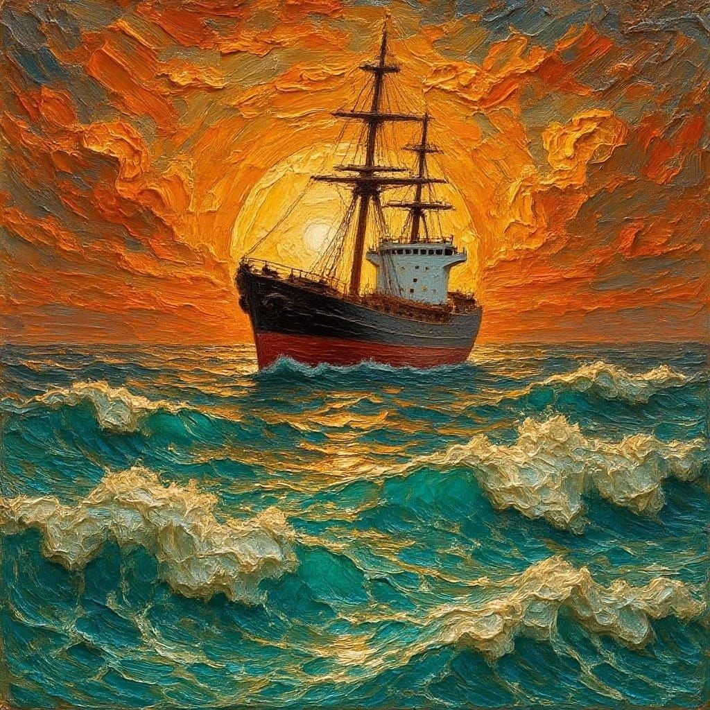 עוד ספינה מודרנית בשקיעה