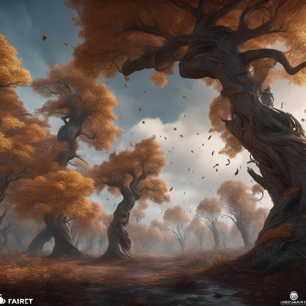 Hickory trees in the wind