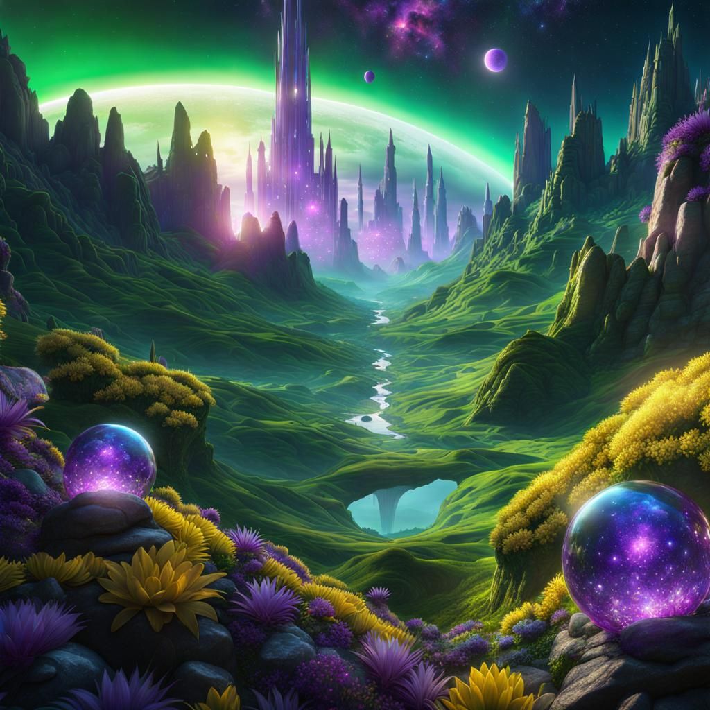 Radioactive meadow on a harsh alien planet - AI Generated Artwork ...