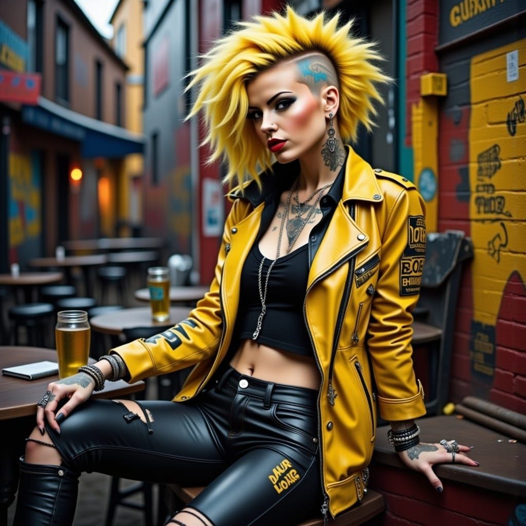 <lora:Punk Flux:1.0>  