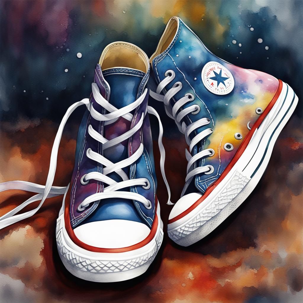 Watercolour painting of converse shoes AI Generated Artwork