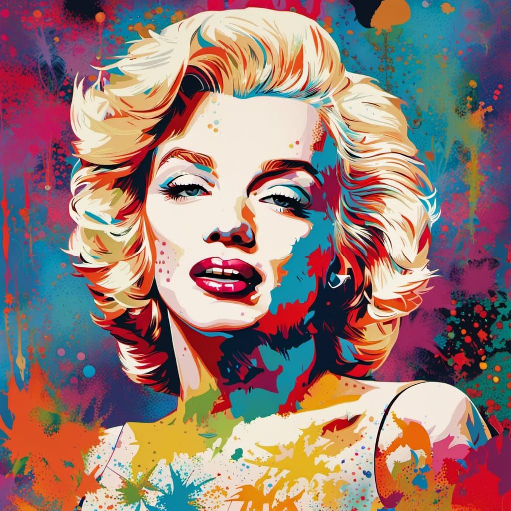 A modern pop art portrait of Marilyn Monroe, reimagining her as a ...