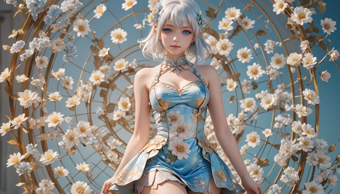 Charming Anime Woman in Revealing Dress
