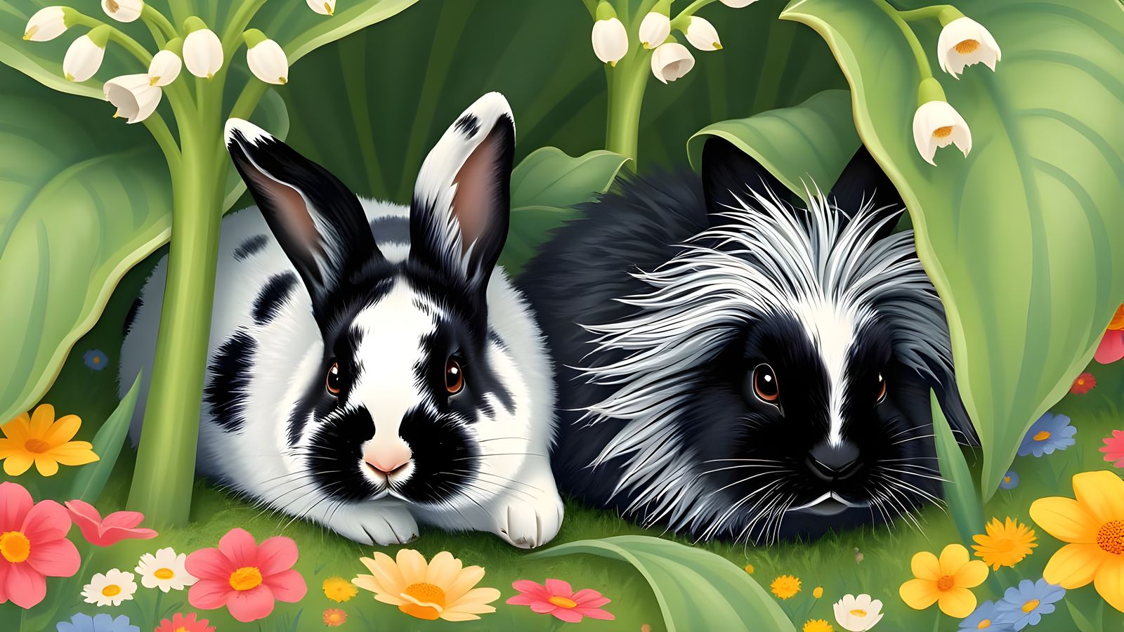 Bitsy and Lola Hiding Under Hosta  by @Gary Murakami