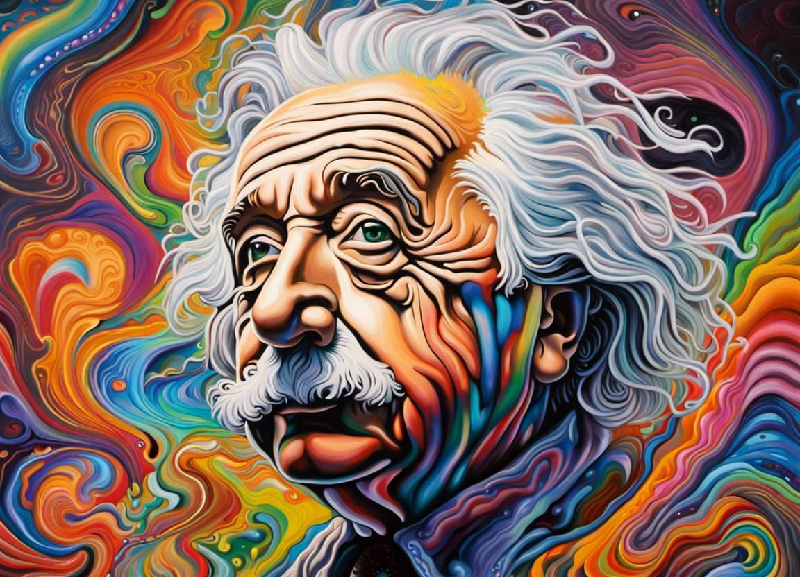 Psychedelic Albert Einstein v1 - AI Generated Artwork - NightCafe Creator