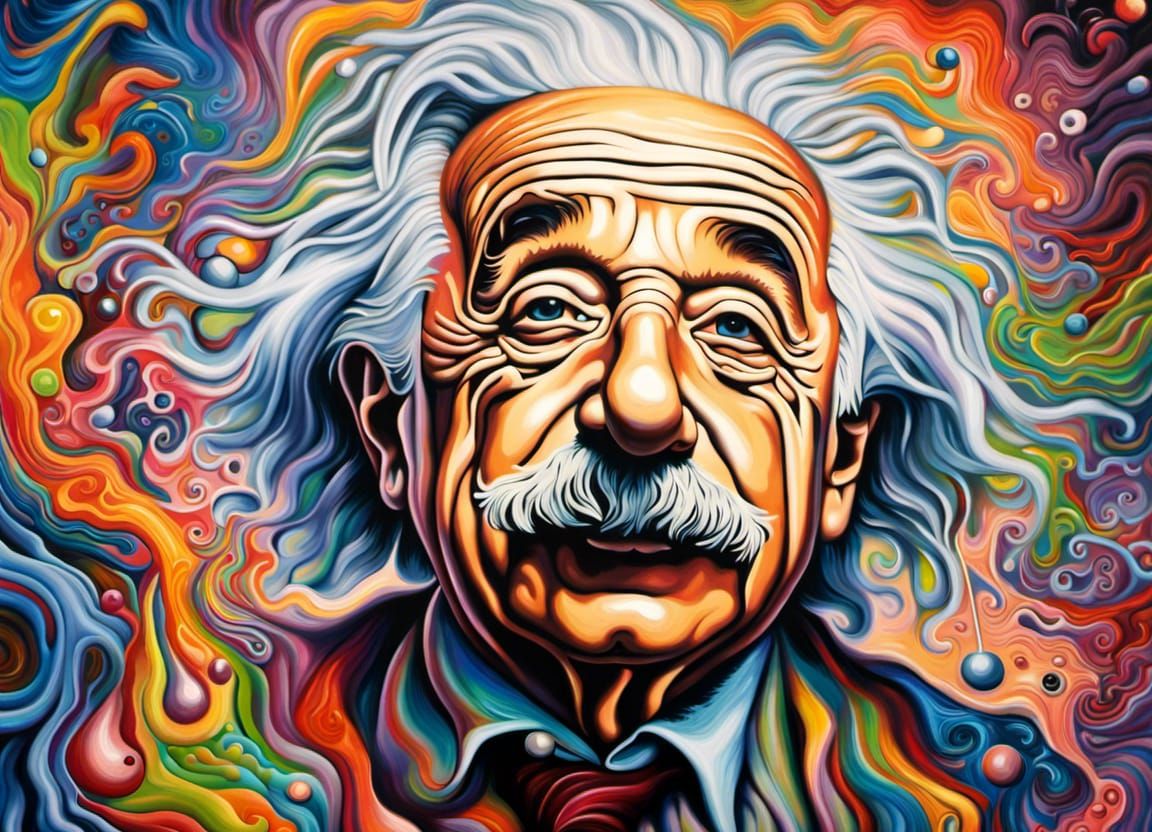 Psychedelic Albert Einstein v3 - AI Generated Artwork - NightCafe Creator