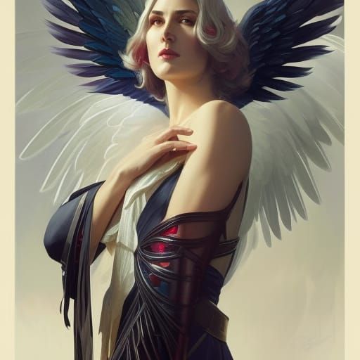 Angel with Black Wings: Hyperdetailed Portrait