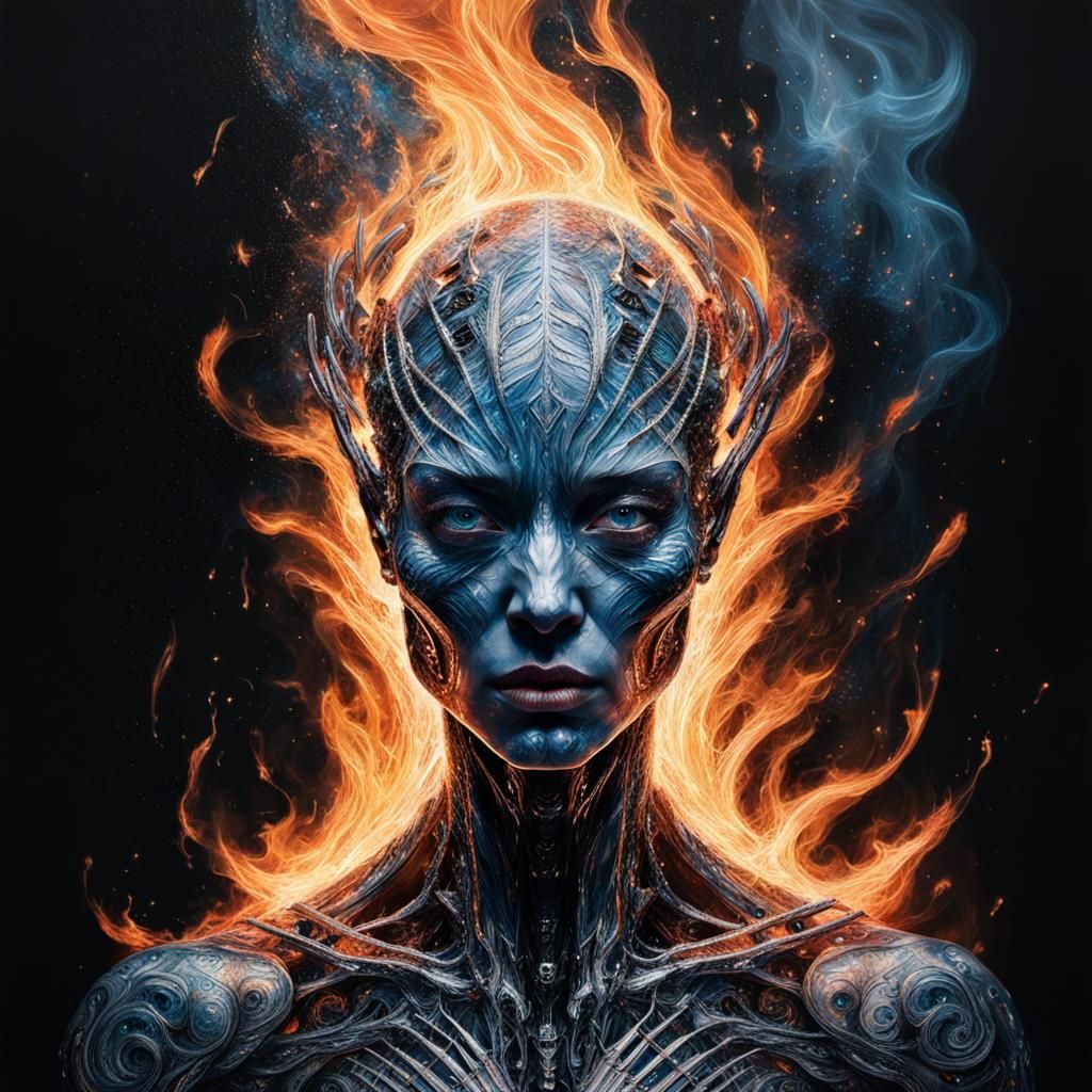 alien on fire - AI Generated Artwork - NightCafe Creator