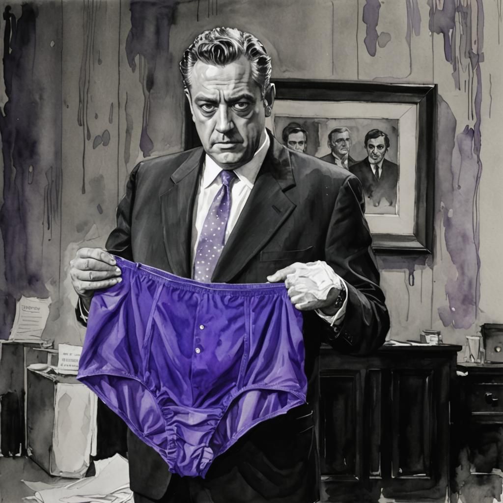 Watercolor masterpiece of Perry Mason standing in a courtroom holding a ...