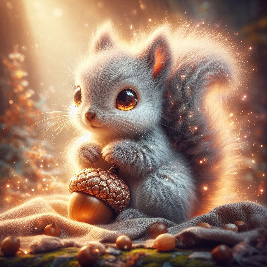 Cute Grey Squirrel with acorn (2)