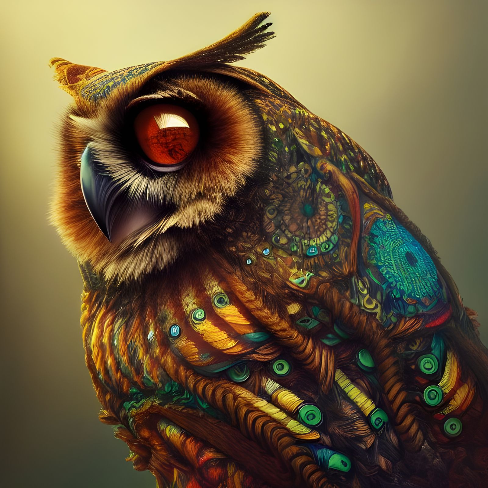 Portrait of a psychedelic owl 1