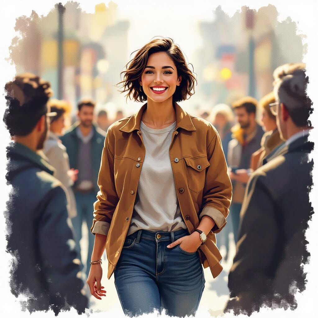 Friendly Person Walking Forward Speaking to a Group