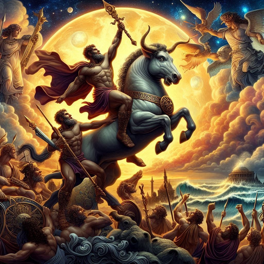 THESEUS AND MINOTAUR AT WAR IN THE HEAVENSV( GREEK MYTHOLOGY...