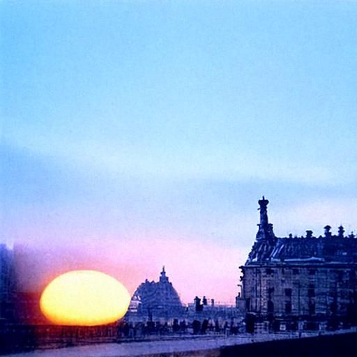 Vintage sunrise over Louvre