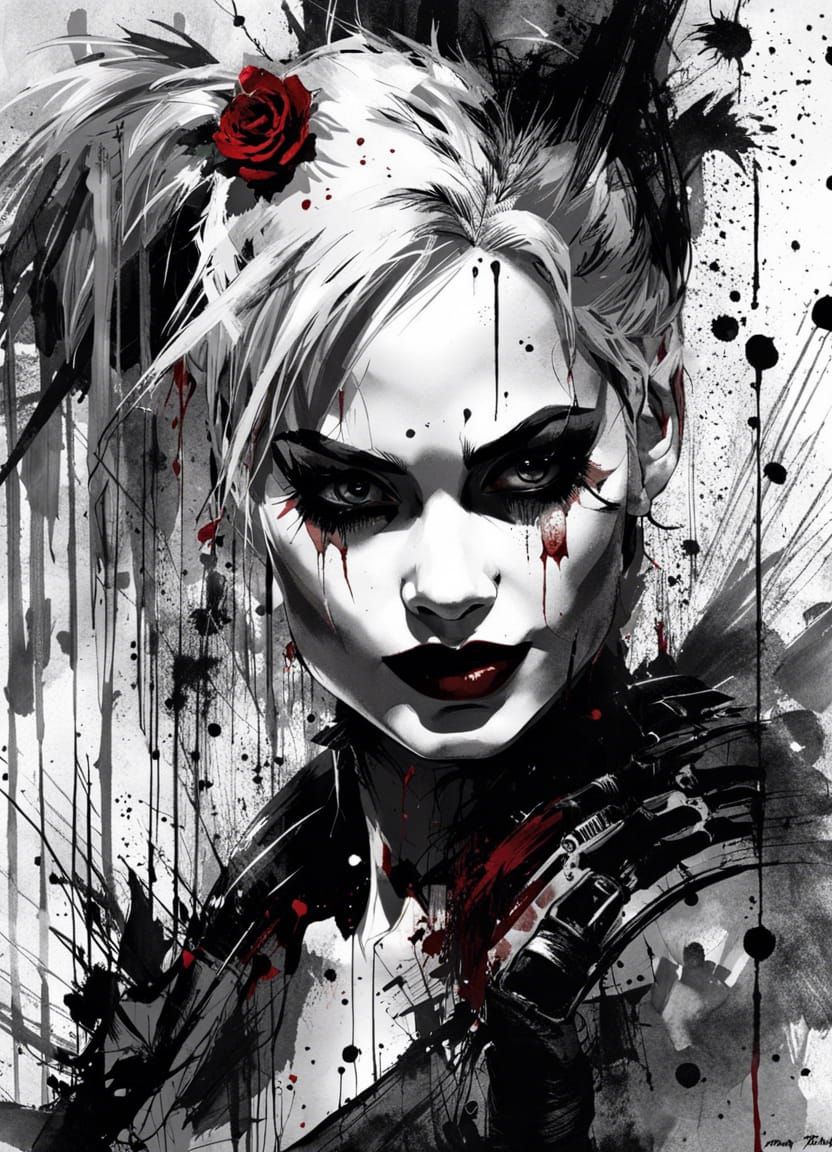 B&W Harley Q.   by @Sinagann