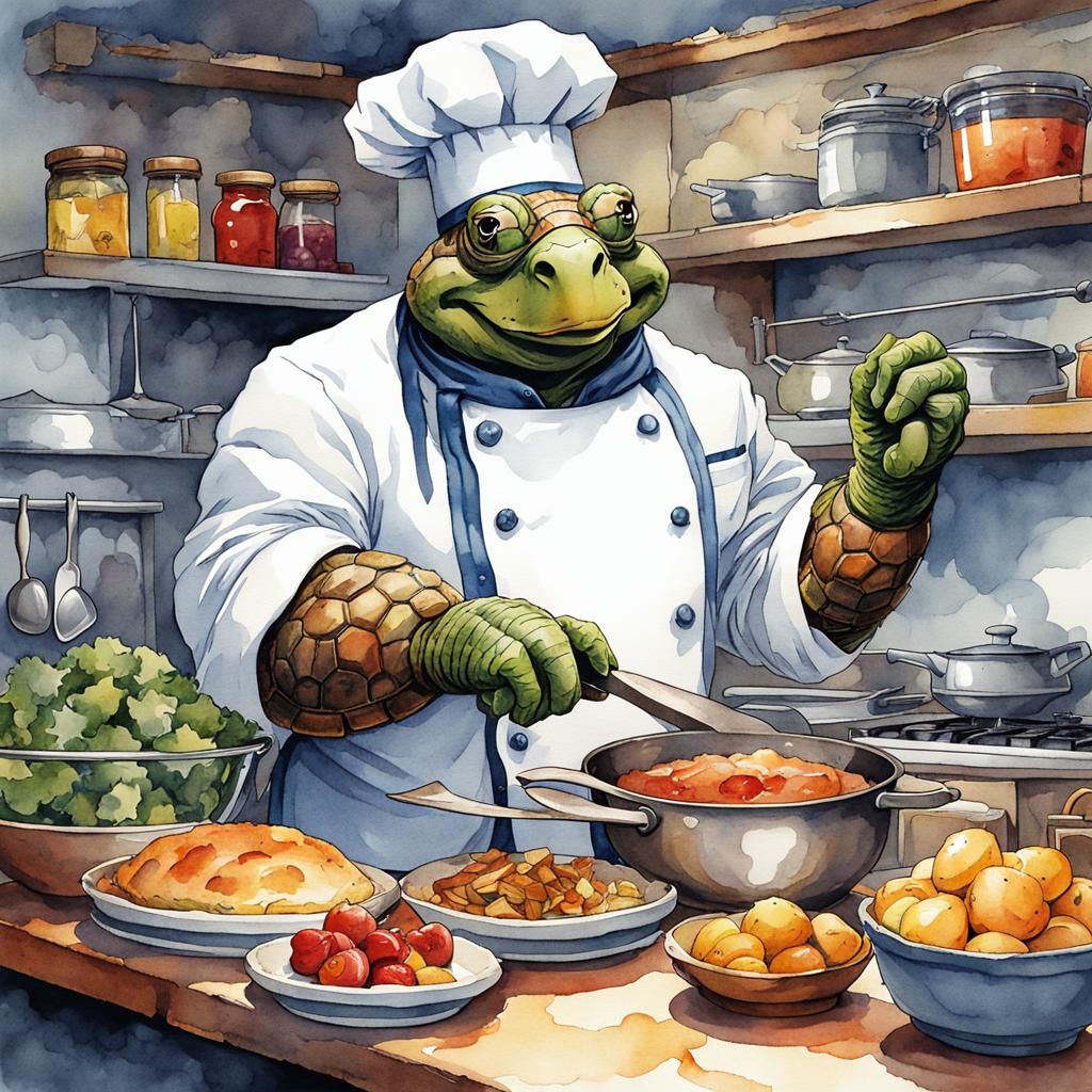 Chef turtle 🐢👨🏻‍🍳 - AI Generated Artwork - NightCafe Creator
