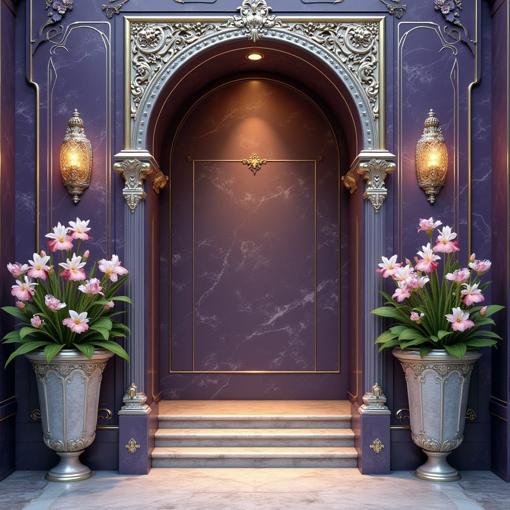 Luxurious Art Nouveau Title Page with Majestic Floral Motifs