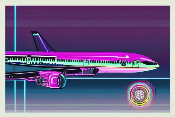 Wings Airways Boeing 777-300ER synthwave neon retro