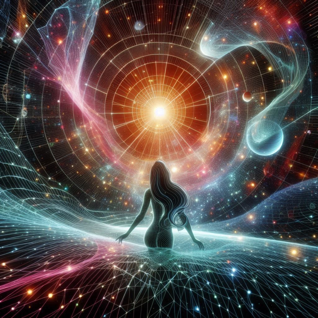 (geometric fractal wireframe neon:3.0) black outer space dus...