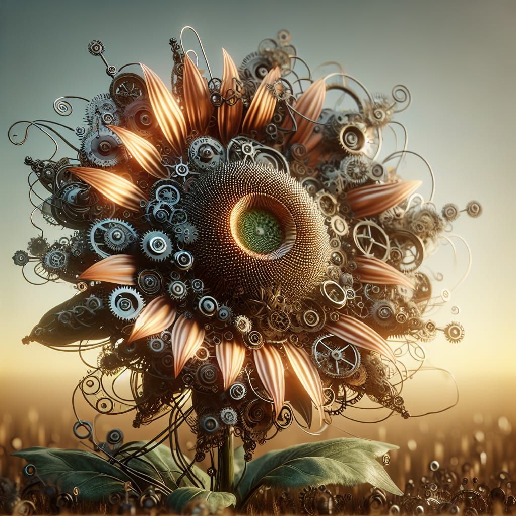 A steampunk sunflower  by @Vix