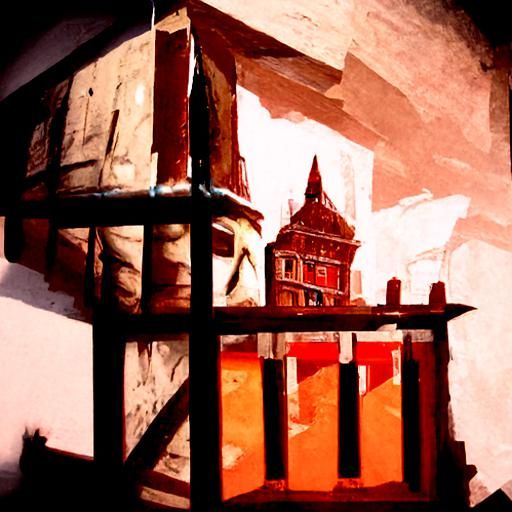 a new prison detailed painting horror low poly Behance HD Ko...