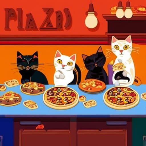 Pizza Cats AI Generated Artwork NightCafe Creator