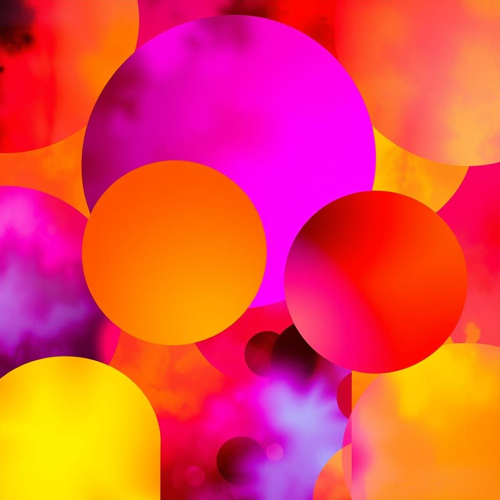 Vibrant Abstract Shapes in Neon Futuristic Style