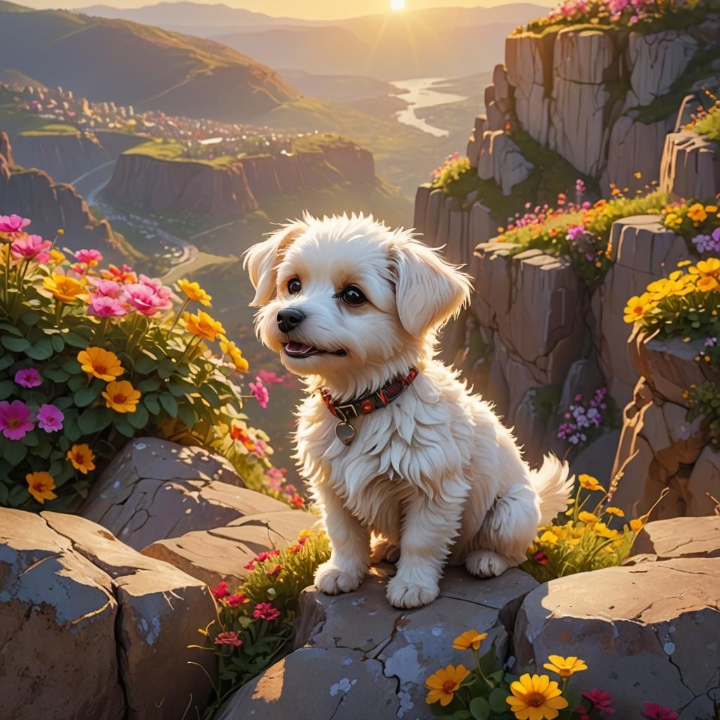 Cute puppy out sightseeing