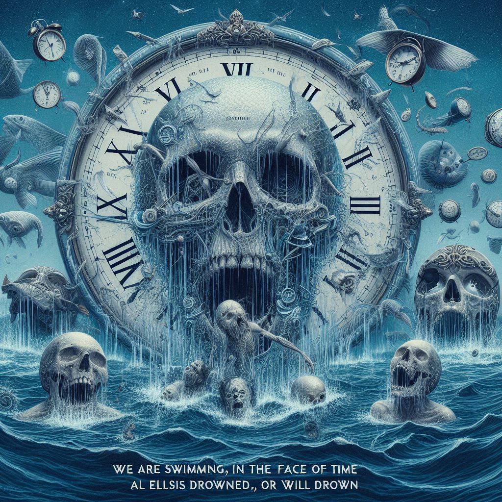 We are swimming on the face of time and all else has drowned, is drowning, or will drown