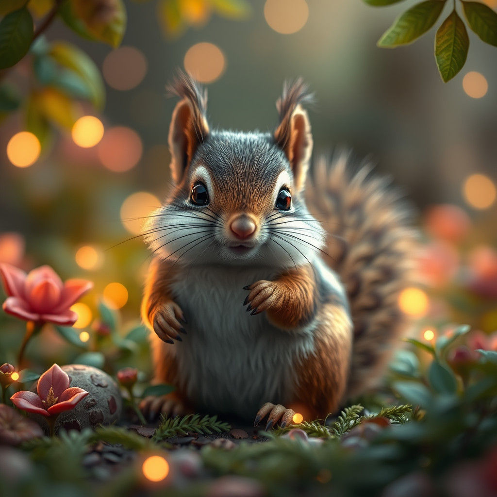 Cute Dwarf Squirrel Fantasy Concept Art