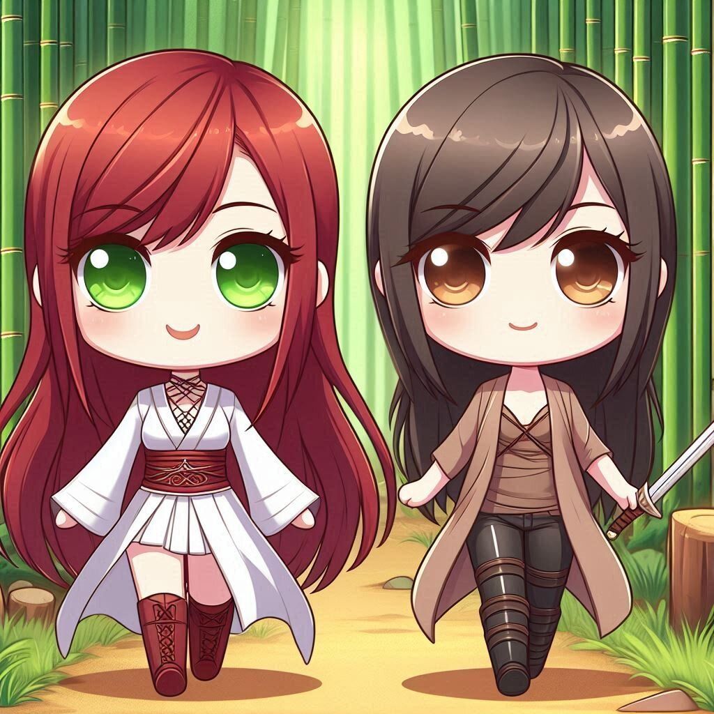 Moon and Akane in the bamboo forest