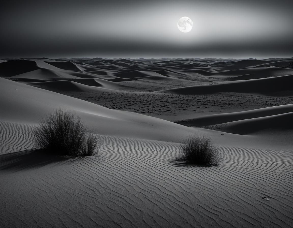 The night covers the concavities of the dunes