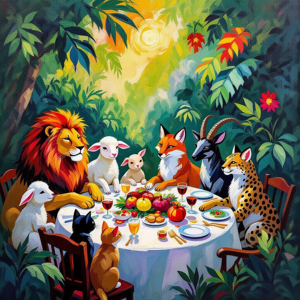 Friends and Foes Having a Peaceful Thanksgiving Dinner   by @MimTev