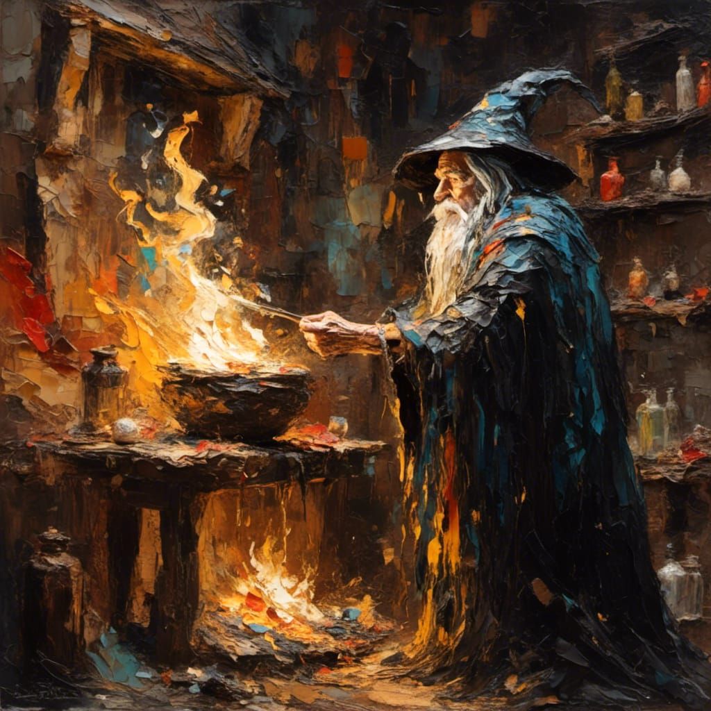 🧙‍♂️🪄 Merlin the wizard, Impasto Fantasy  by @Patrick Francart