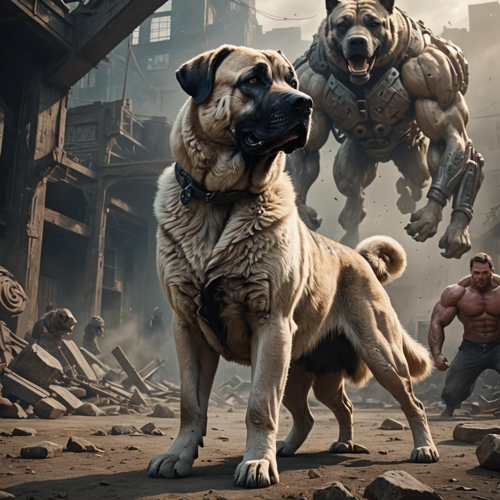 Kangal dog as humanoid bodybuilder