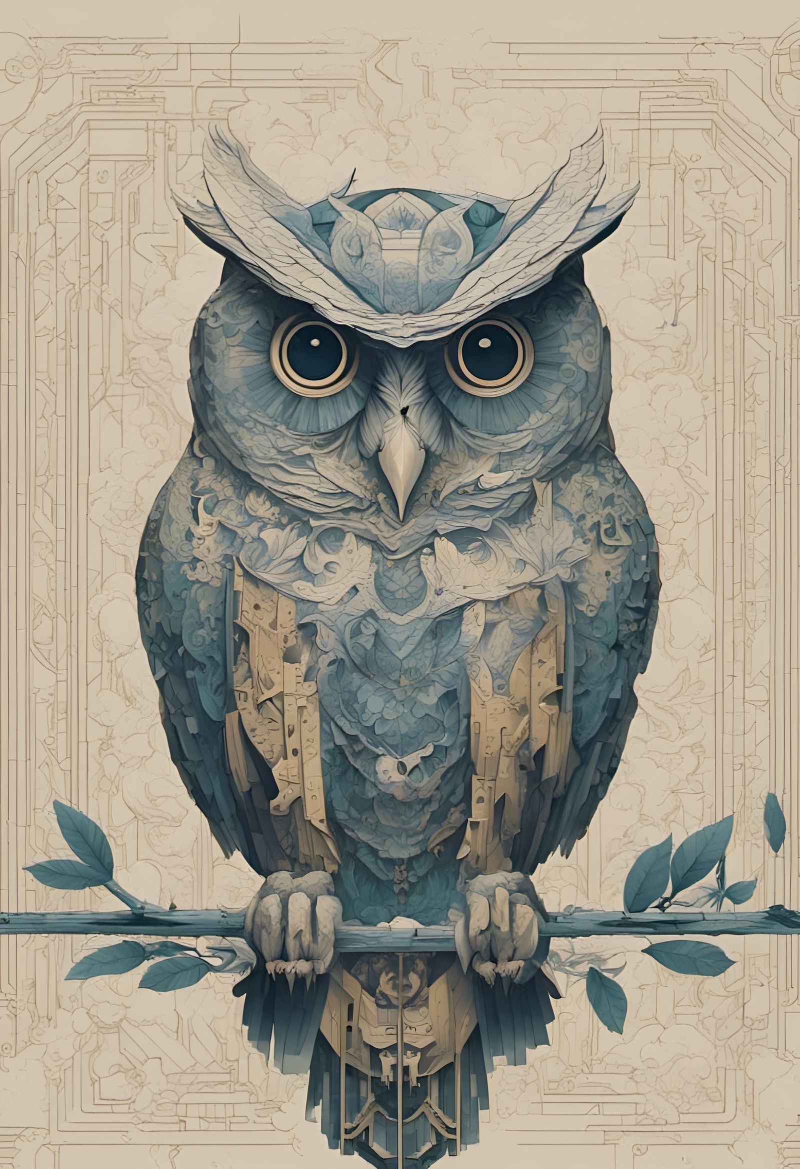 Deco Owl  by @Mnemomeon