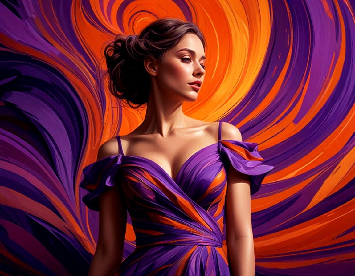 Drawings in purple and orange tones  by @Quebra