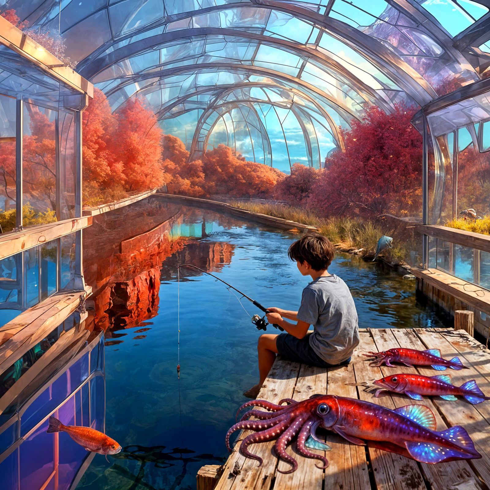 Catching Martian fish for dinner  by @Tiny Pearl Cat