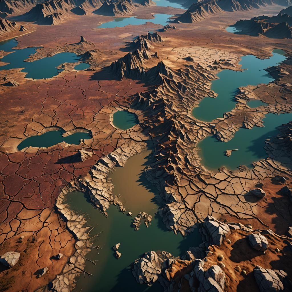 severe drought, and the lake began to dry up - AI Generated Artwork ...