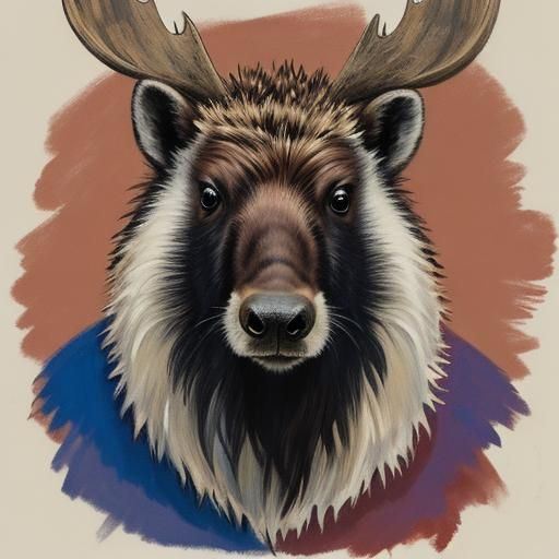 Hedgehog draws a portrait of a moose 
By Zinaida Serebriakov...