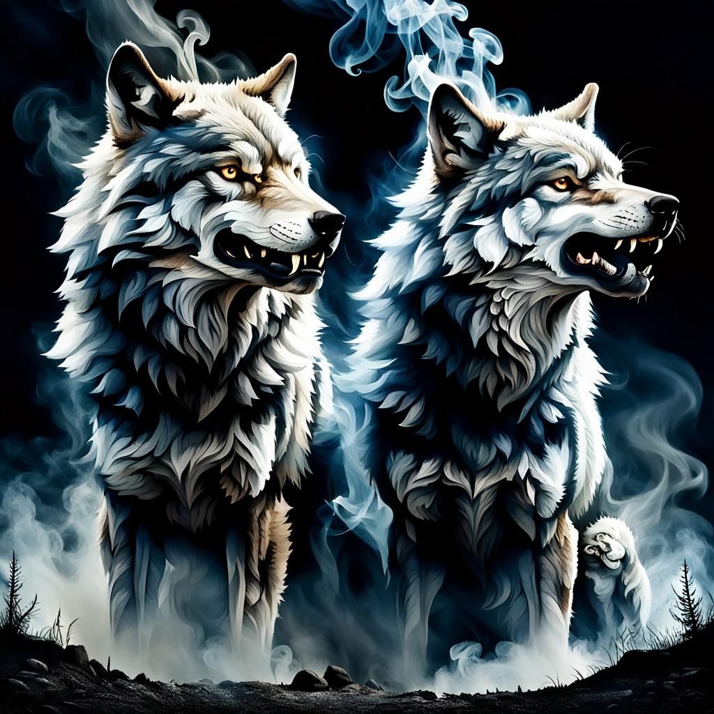 Smoke wolves. - AI Generated Artwork - NightCafe Creator