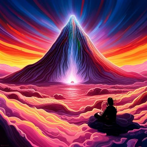 Bubbles, Rainbows erupting from a Volcano 🌋🌋🌋, fantasy ar...