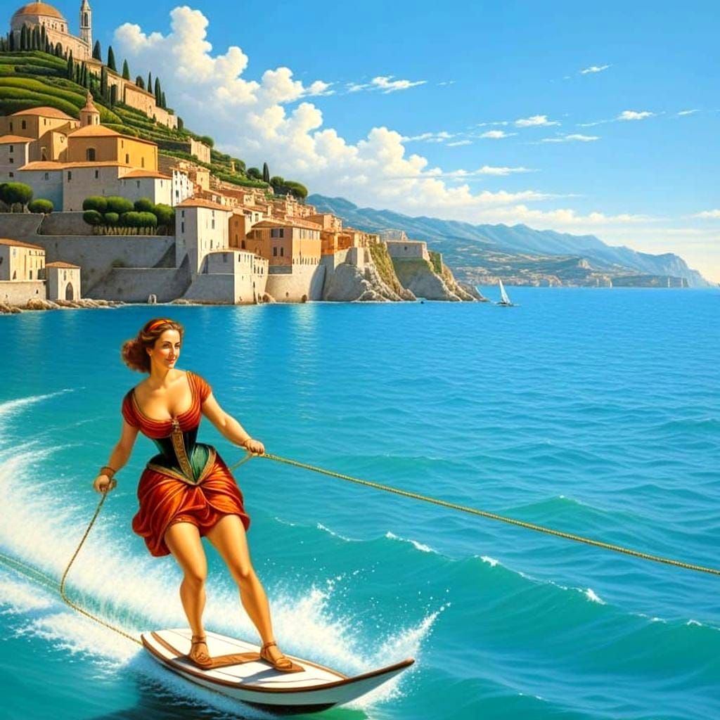 Renaissance Lady Rides the Turquoise Tides