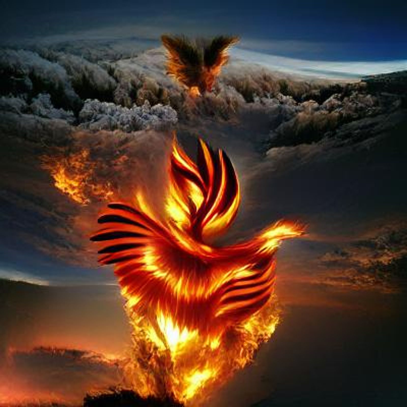 phoenix bird rising from the ashes