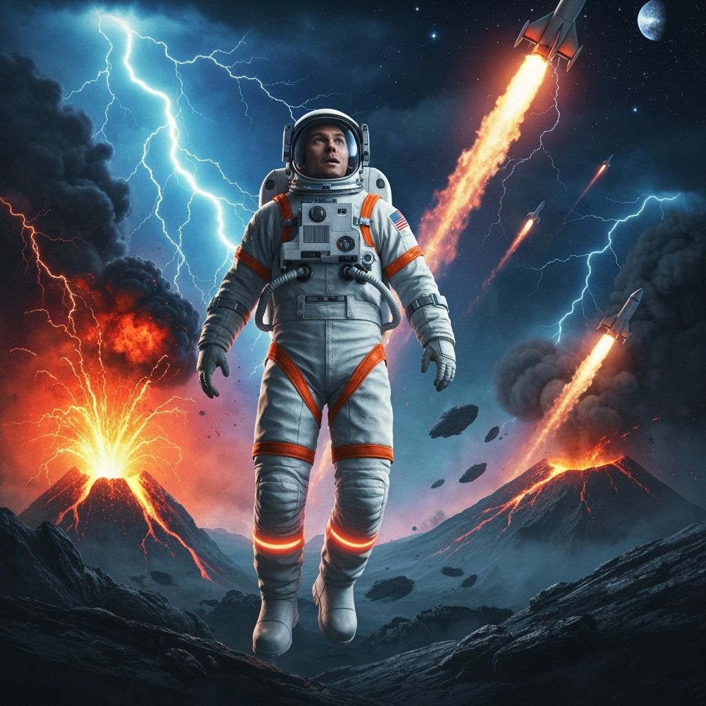 Astronaut in Cosmic Landscape as Digital Art