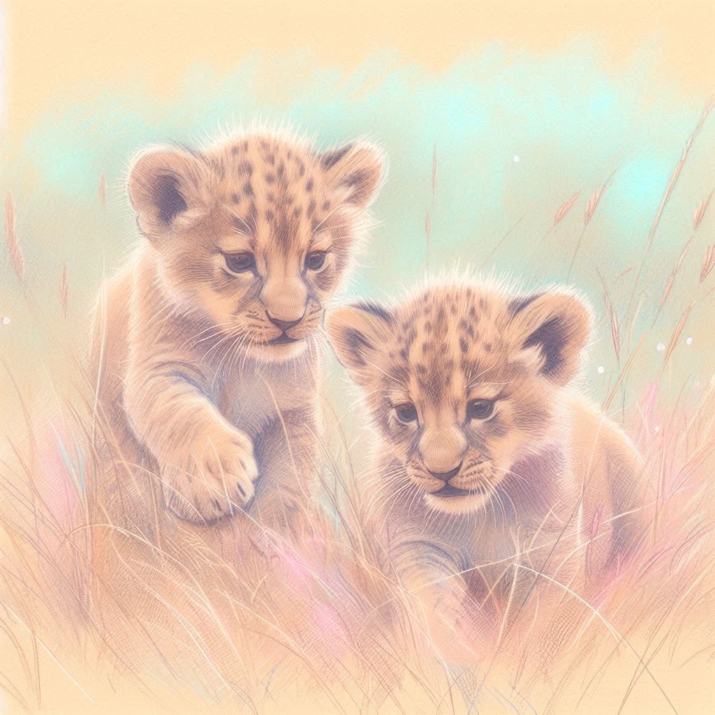 2 Lion cubs on the Serengeti