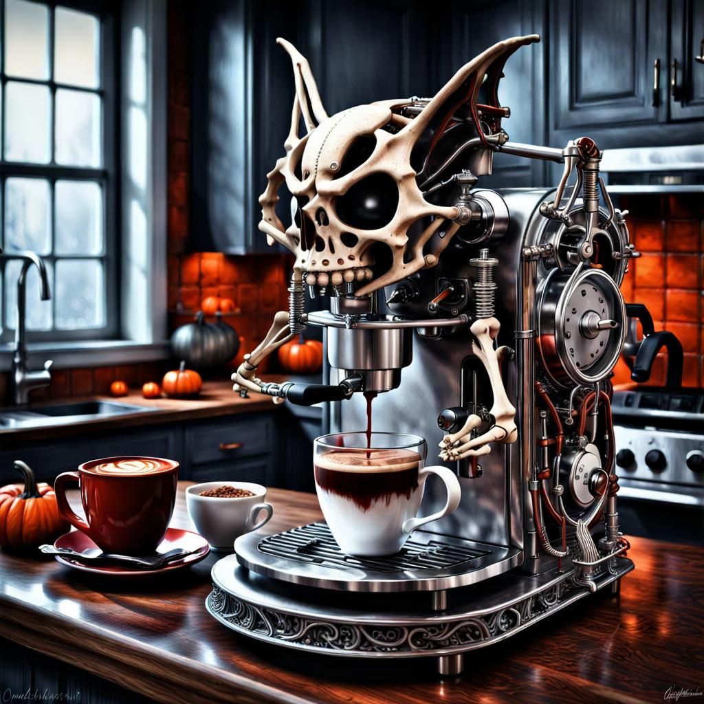 Spooky Kitchen Appliances: Coffee Machine - AI Generated Artwork ...