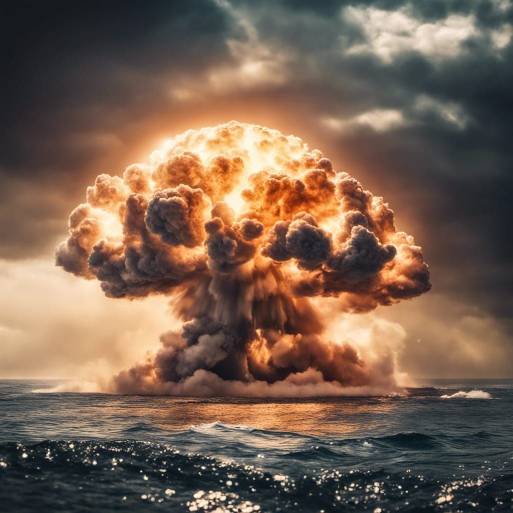 Massive atomic explosion in the pacific ocean with sunshine